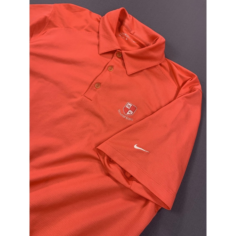 Nike Golf Polo Shirt Men LG Red Dri-FIT Hound Ears Club Embroidery Logo Elastic